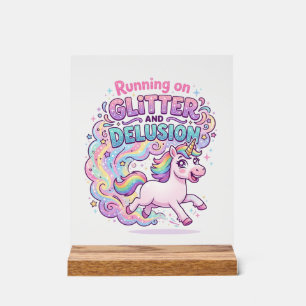 Einhorn läuft auf Glitter und Illusion Bezaubernd Acrylschild