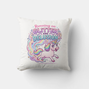 Einhorn läuft auf Glitter und Illusion Bezaubernd  Kissen