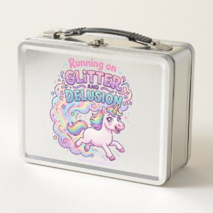 Einhorn läuft auf Glitter und Illusion Bezaubernd  Metall Brotdose