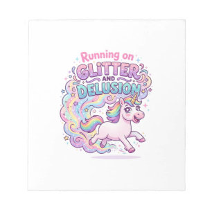 Einhorn läuft auf Glitter und Illusion Bezaubernd Notizblock