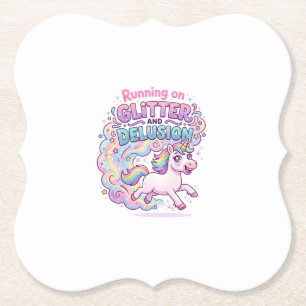 Einhorn läuft auf Glitter und Täuschung Charmantes Untersetzer
