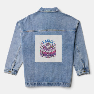 Einhorn leicht von Einhörnern abgelenkt Werbesendu Jeansjacke