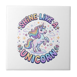 Einhorn leuchtet wie ein Einhorn Grafikdesign T-Sh Fliese