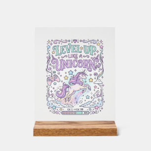 Einhorn Level Up wie ein Einhorn Süßer Marktplatz Acrylschild