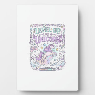 Einhorn Level Up wie ein Einhorn Süßer Marktplatz Fotoplatte