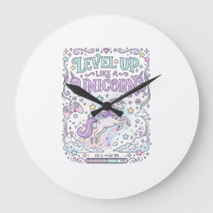 Einhorn Level Up wie ein Einhorn Süßer Marktplatz Große Wanduhr