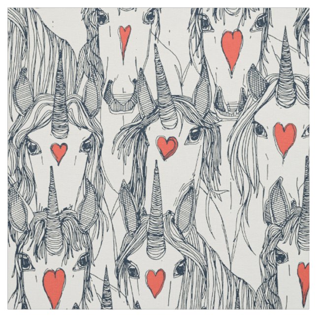 Einhorn-Liebe-Indigo-Persimmon Stoff (Muster)