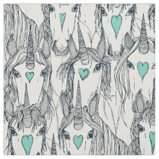 Einhorn-Liebe-Indigopearbe Stoff