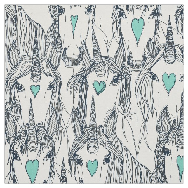 Einhorn-Liebe-Indigopearbe Stoff (Muster)