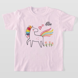 Einhorn Liebe Regenbogen mit individuellem Namen T-Shirt