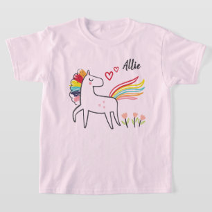 Einhorn Liebe Regenbogen mit individuellem Namen T-Shirt
