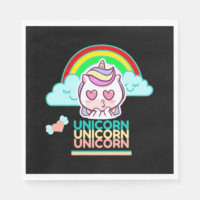 Einhorn Liebe Serviette (Vorderseite)