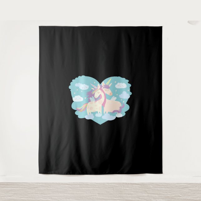 Einhorn-Liebe Wandteppich (Vorderseite)