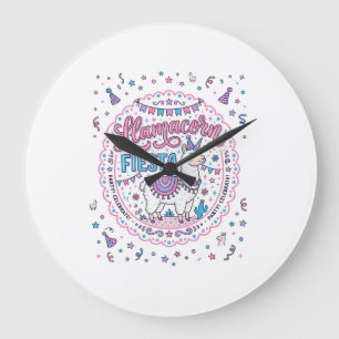 Einhorn Llamacorn Fiesta Spielerei Shirt Grafik_1 Große Wanduhr