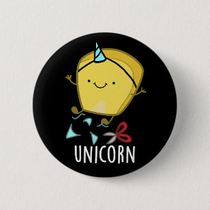 Einhorn-Lustiges-Mais-Wortspiel-dunkler Hintergrun Button