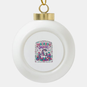 Einhorn Macaron Magie Buntes Marktplatz Kunstwerk Keramik Kugel-Ornament