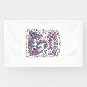 Einhorn Macaron Magie Farbige Marktplatz Kunst Banner
