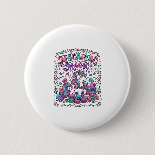 Einhorn Macaron Magie Farbige Marktplatz Kunst Button (Vorderseite)