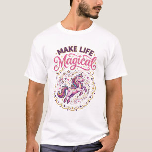 Einhorn macht das Leben magisch POD Fertig Weißer T-Shirt