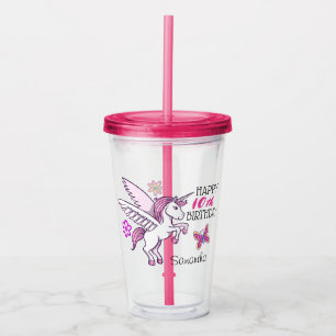 Einhorn-Mädchen-Geburtstagsfeier Altersgeschenk Acryltrinkbecher