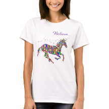 Einhorn-Magie-Glaube-Pixel-Frauen-T-Shirt