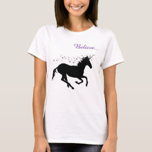 Einhorn-Magie-Glaube Schwarzes Frauen-T-Shirt T-Shirt