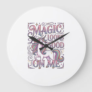 Einhorn-Magie sieht auf mir trendy Shirt Grafik gu Große Wanduhr
