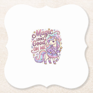 Einhorn-Magie sieht gut auf mir Grafikdesign Weiß Untersetzer