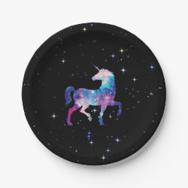 Einhorn-magische Galaxie Pappteller