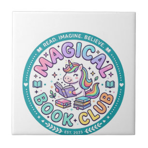 Einhorn Magischer Buchclub Lustiges Shirt Grafik_1 Fliese