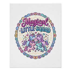 Einhorn Magisches Kleines Team POD Bereit Bekleidu Poster