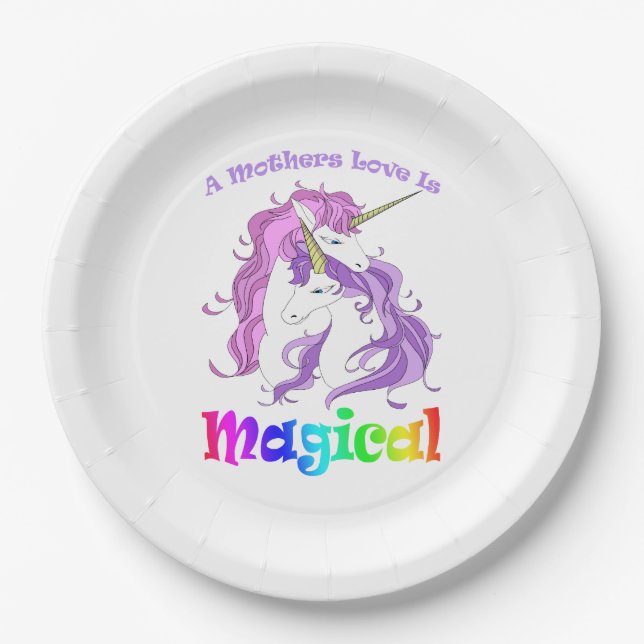 Einhorn Mama Eine Mütter Liebe ist magisch Pappteller (Vorderseite)
