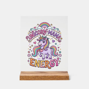 Einhorn Mama Energie Buntes Zazzle Design_1 Acrylschild