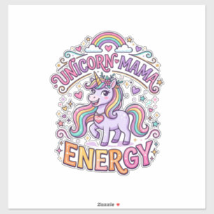 Einhorn Mama Energie Buntes Zazzle Design_1 Aufkleber