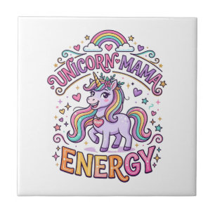 Einhorn Mama Energie Buntes Zazzle Design_1 Fliese