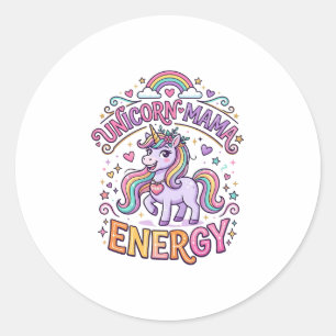Einhorn Mama Energie Buntes Zazzle Design_1 Runder Aufkleber