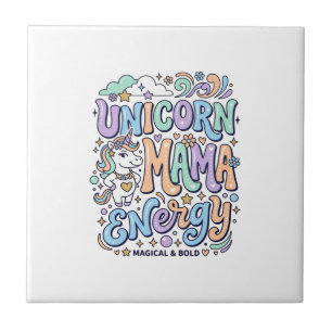 Einhorn Mama Energie Kawaii Vektor Design_1 Fliese