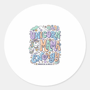 Einhorn Mama Energie Kawaii Vektordesign_1 Runder Aufkleber