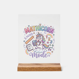 Einhorn Mathicorn Mode Anbetungswürdige Typografie Acrylschild