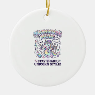 Einhorn Mathicorn Mode Charmant Weißer Hintergrund Keramik Ornament