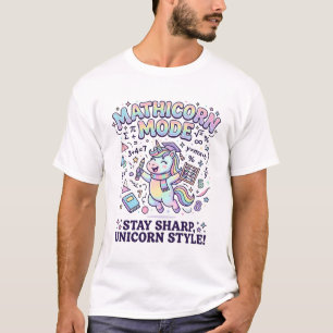 Einhorn Mathicorn Modus Charmant Weißer Hintergrun T-Shirt