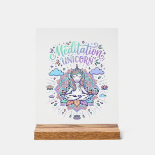 Einhorn-Meditation Einhorn Weißer Hintergrund Vekt Acrylschild