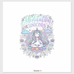 Einhorn-Meditation Einhorn Weißer Hintergrund Vekt Aufkleber