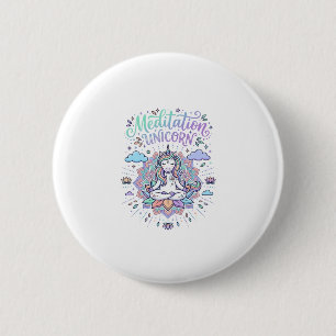 Einhorn-Meditation Einhorn Weißer Hintergrund Vekt Button