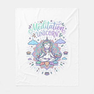 Einhorn-Meditation Einhorn Weißer Hintergrund Vekt Fleecedecke