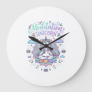 Einhorn-Meditation Einhorn Weißer Hintergrund Vekt Große Wanduhr