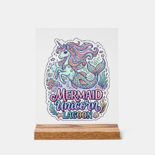 Einhorn Meerjungfrau Einhorn Lagune Grafikdesign Z Acrylschild