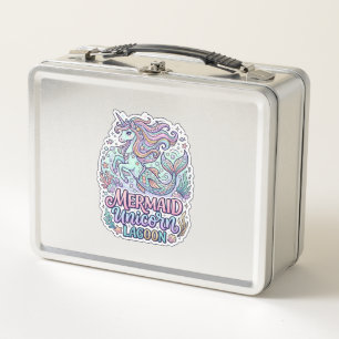 Einhorn Meerjungfrau Einhorn Lagune Grafikdesign Z Metall Brotdose