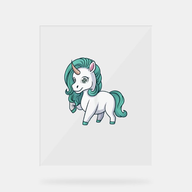 Einhorn mit Benzinmane Niedliches fsonniges Einhor Acrylschild (Vorderseite)
