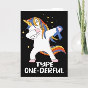 Einhorn Mit Blauem Band Typ-1-Diabetes T1D Typ  Karte